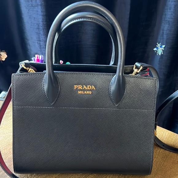 Prada Handbags - AUTHENTIC Prada Saffiano City Bibliotheque Calfskin bag.